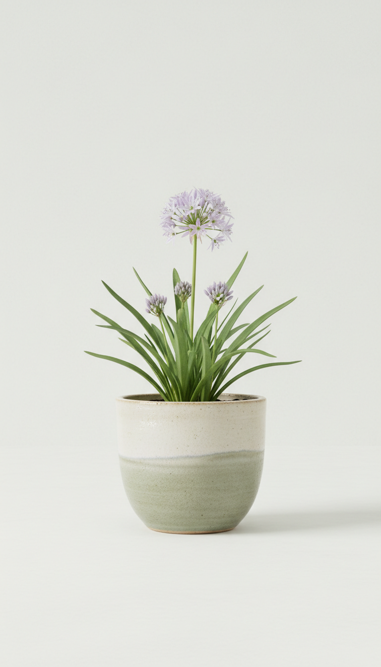 Wild garlic in aloe shadow ceramic planter