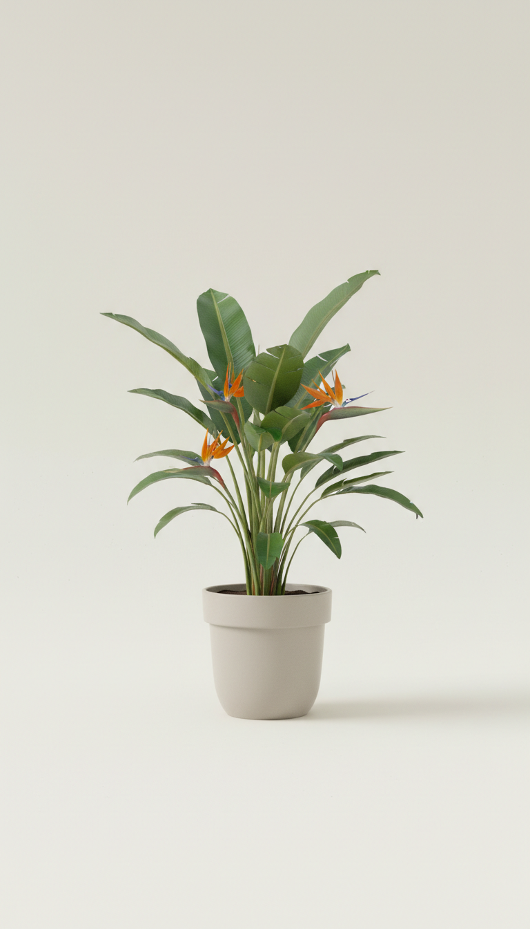 Strelitzia reginae in tall plastic pot